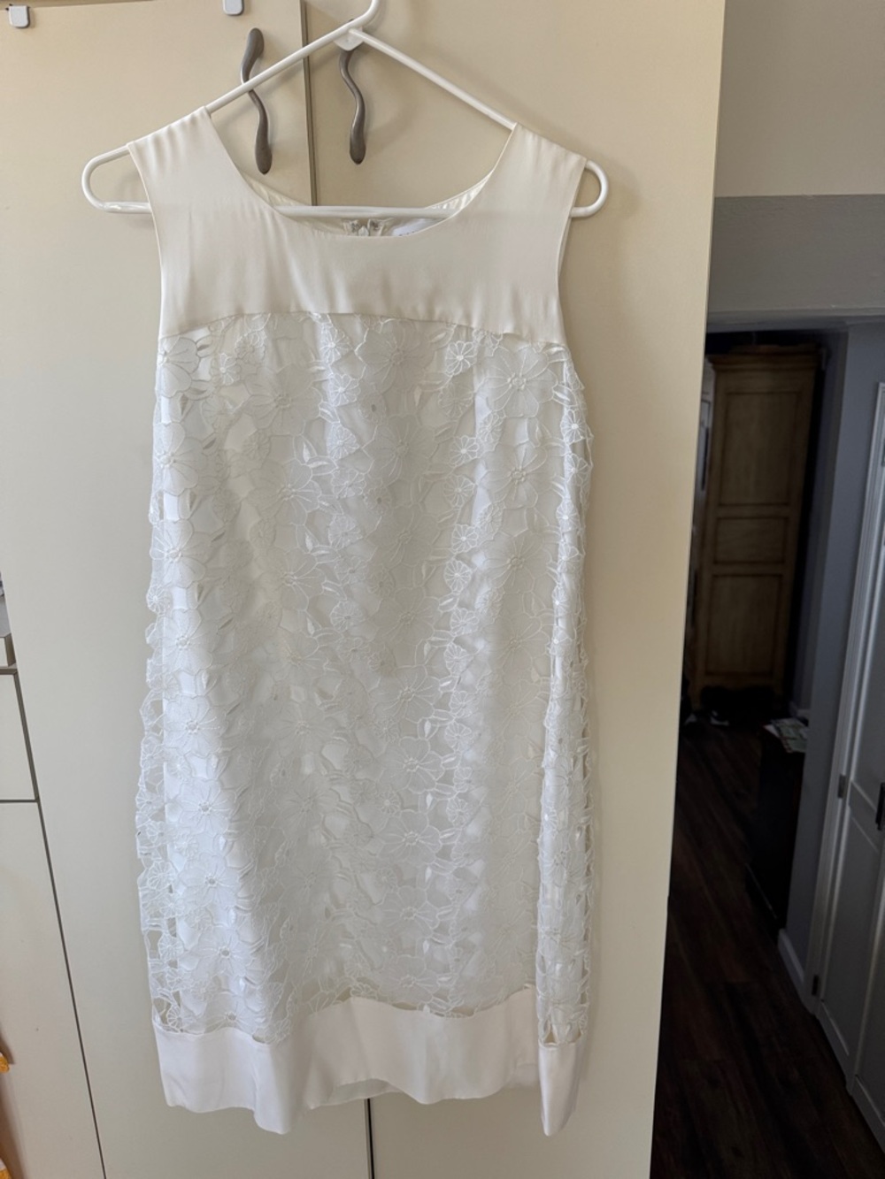Calvin Klein White Floral Lace Midi Dress